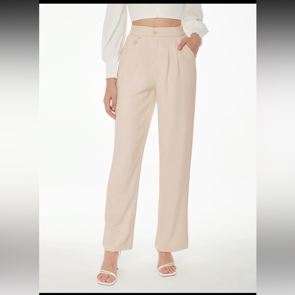 AHA Selected | Flowy High Waisted Palazzo Wide-Leg Pants in Ivory